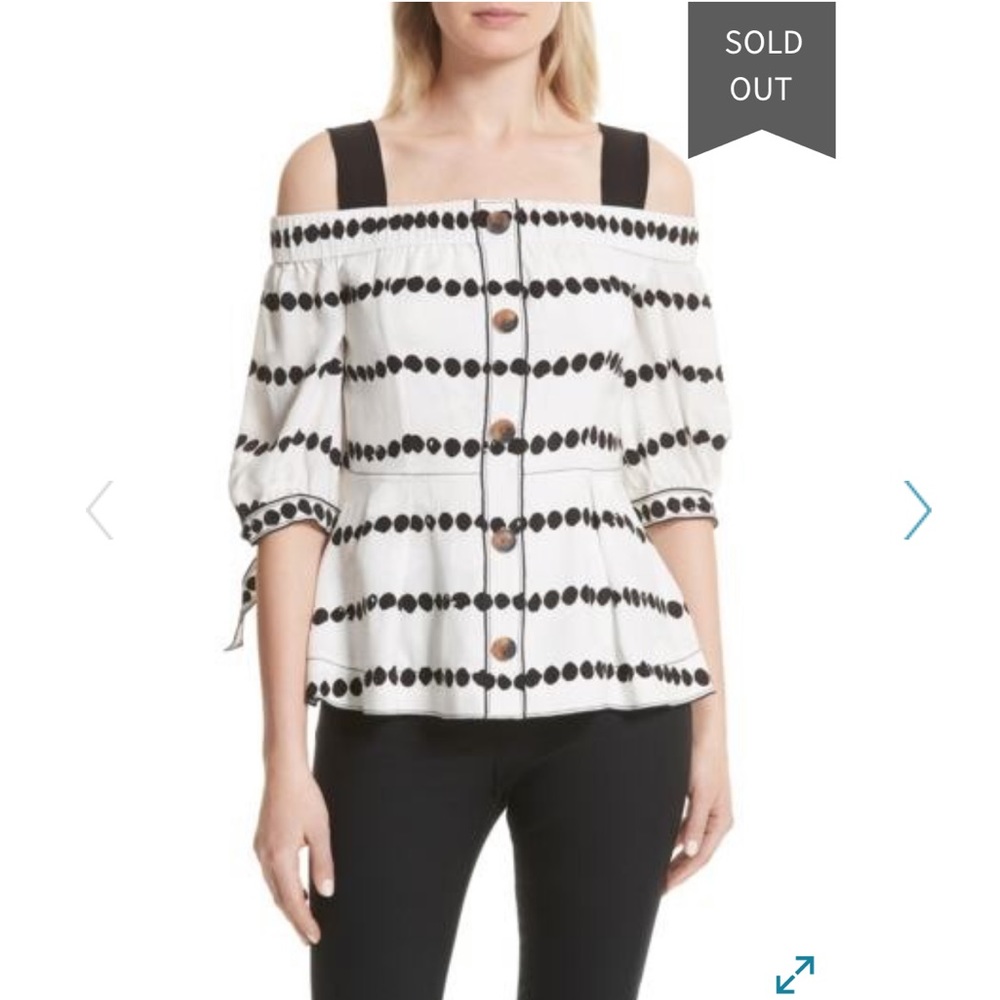 Derek Lam Black & White Cold Shoulder Top